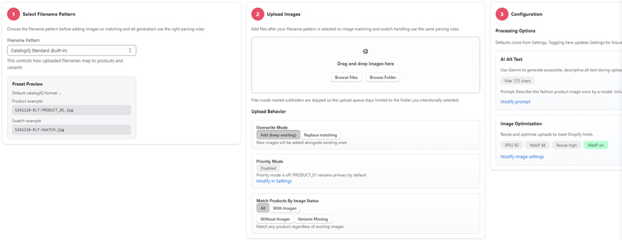 CatalogIQ bulk image upload workflow